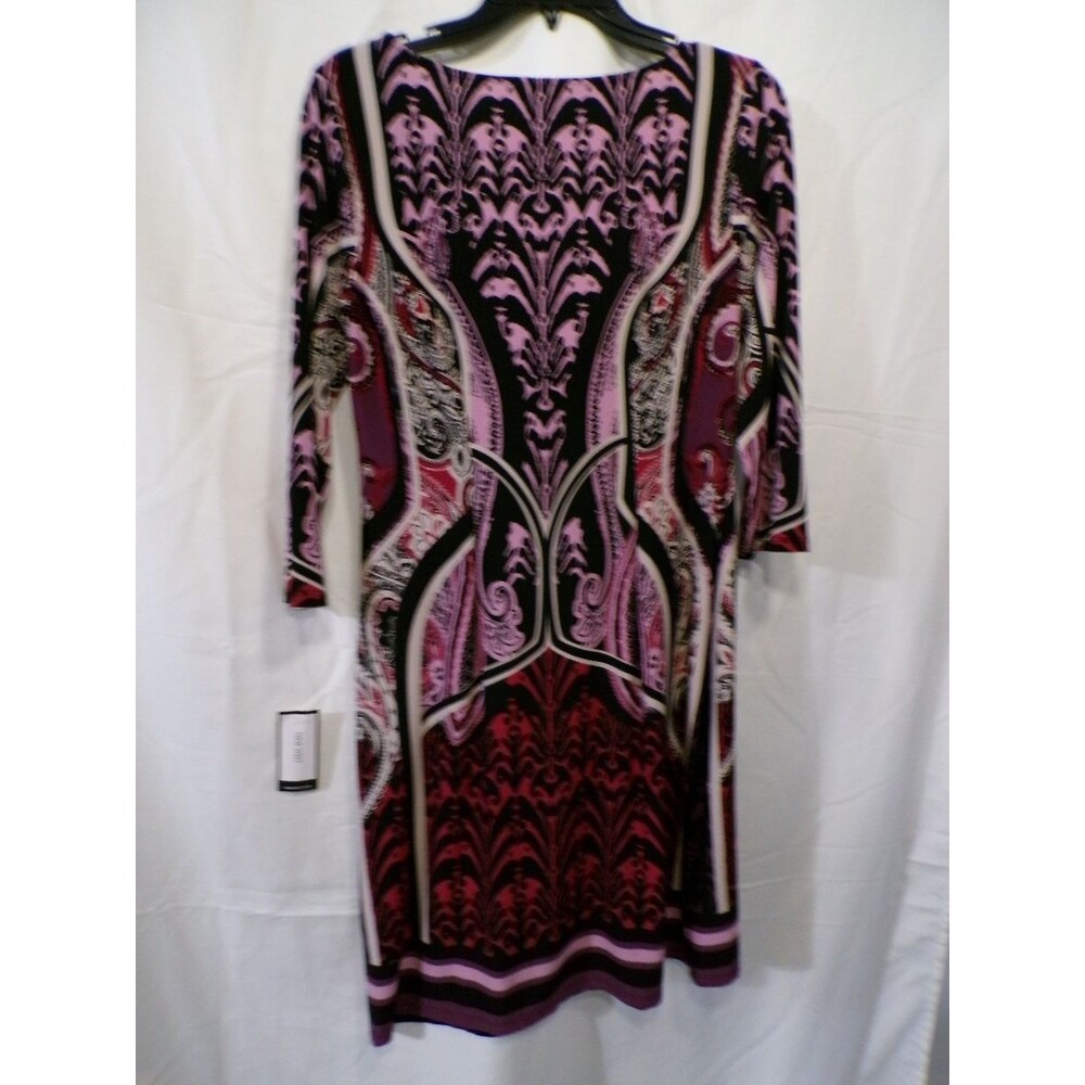 Nine West Women’s Multicolor Sheath Dress Size 4 Scoop Neck 3/4 Sleeve - Picture 4 of 5